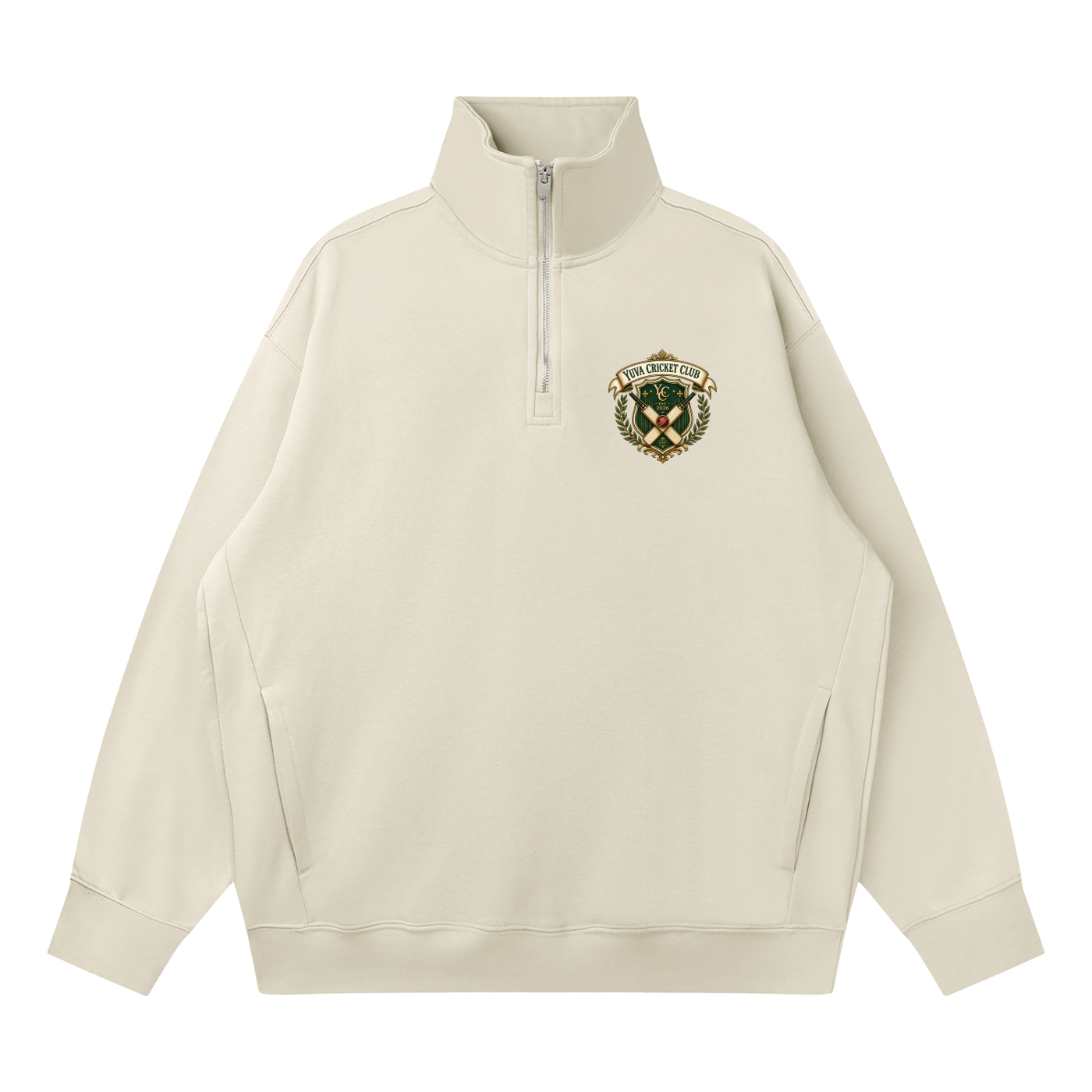 The Badge Quarter-Zip Drop Shoulder Sweatshirt
